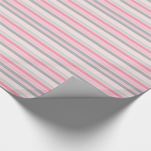 Pink and Grey Stripes Geschenkpapier (Ecke)