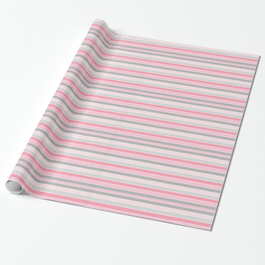 Pink and Grey Stripes Geschenkpapier (Ungerollt)