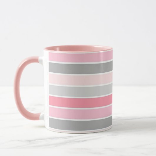 Pink and Grey Stripes Tasse (Links)