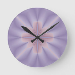 Pink and Lilac 3D Flower Two Runde Wanduhr