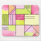 Pink and Lime-Green Patchwork Abstract Mousepad (Vorne)