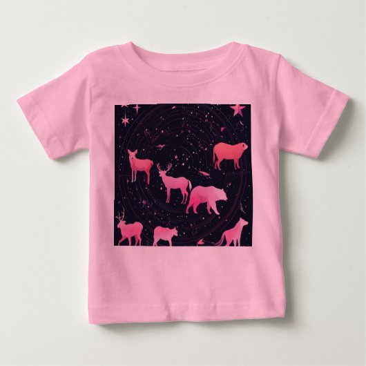 "Pink and Magenta Horoskop Animal Pattern Design" Baby T-shirt (Vorderseite)