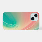 Pink and Mint Green Abstract Pattern Phone Case iPhone 15 Hülle (Rückseite (Horizontal))