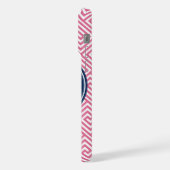 Pink and Navy Blue Greek Key Pattern Monogram iPhone Hülle (Linke Seite)