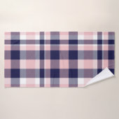 Pink and navy Plaid,  checkered,  tartan seamless  Badehandtuch (Badehandtuch)