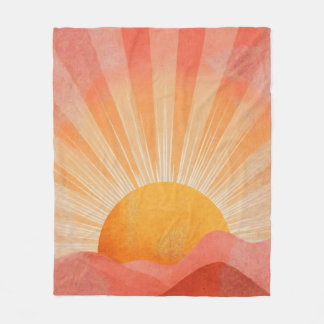 Pink and Orange Boho Sunrise Fleecedecke