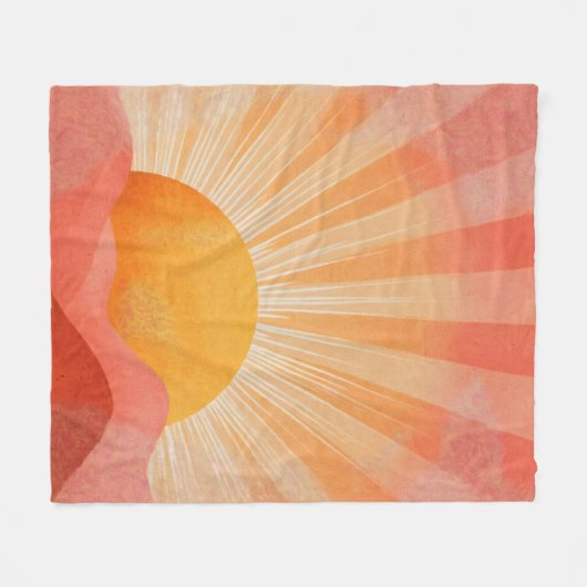 Pink and Orange Boho Sunrise Fleecedecke (Vorderseite (Horizontal))