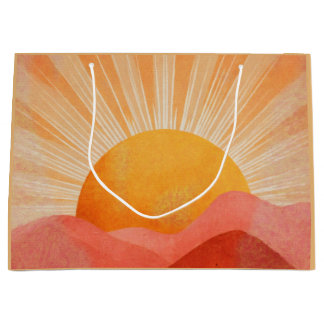 Pink and Orange Boho Sunrise Große Geschenktüte