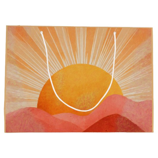 Pink and Orange Boho Sunrise Große Geschenktüte (Rückseite)