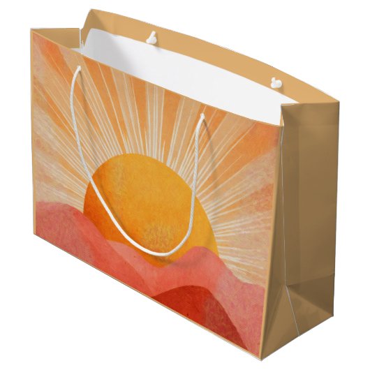 Pink and Orange Boho Sunrise Große Geschenktüte (Rückseite Schrägansicht)