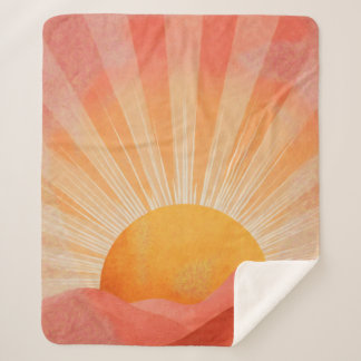 Pink and Orange Boho Sunrise Sherpadecke