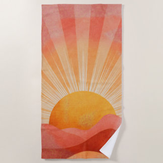 Pink and Orange Boho Sunrise Strandtuch
