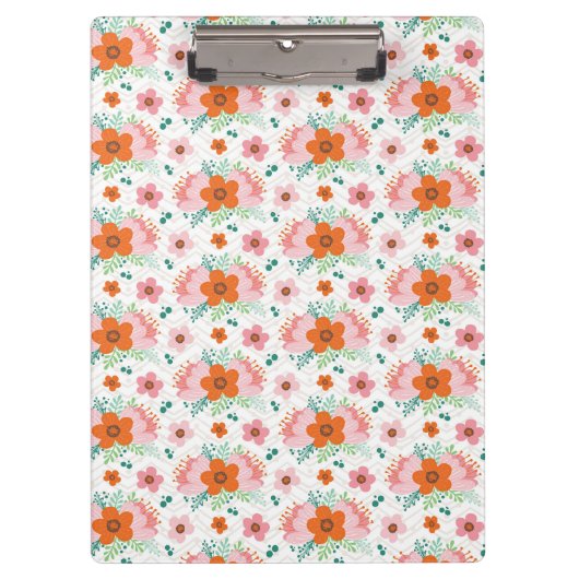 Pink and orange floral bouquet patterned clipboard klemmbrett (Vorderseite)