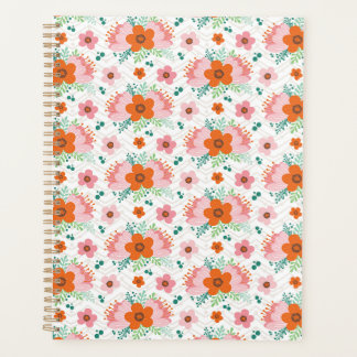 Pink and orange floral bouquet patterned planner planer