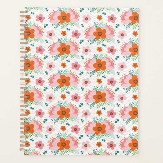 Pink and orange floral bouquet patterned planner planer (Vorderseite)