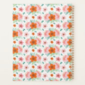 Pink and orange floral bouquet patterned planner planer (Rückseite)
