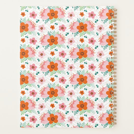 Pink and orange floral bouquet patterned planner planer (Rückseite)