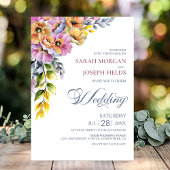 Pink and Orange Floral Wedding Einladung