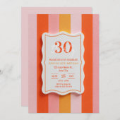 Pink and Orange Gummy Striped Frame Birthday Einladung (Vorne/Hinten)