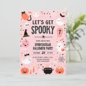Pink and Orange Halloween Invitation - Lets Get Sp Einladung (Stehend Vorderseite)