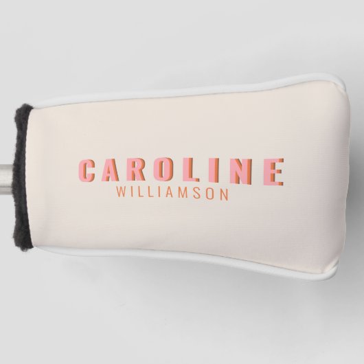 Pink and Orange Retro Typography Creative Modern Golf Headcover (Vorderseite)