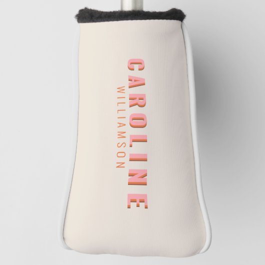 Pink and Orange Retro Typography Creative Modern Golf Headcover (Rotieren 90)