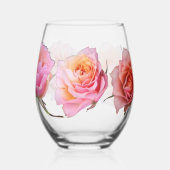 Pink and Orange Rose Stemless Wine Glass Weinglas Ohne Stiel (Links)