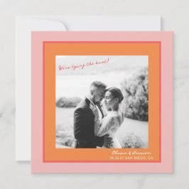 Pink and Orange Summer Wedding Save the Date Einladung