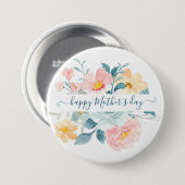 Pink and orange watercolor floral personalized button (Vorne & Hinten)