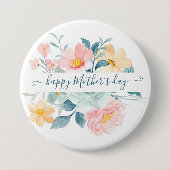 Pink and orange watercolor floral personalized button (Vorderseite)