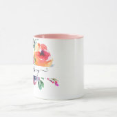 Pink and orange watercolor floral personalized tasse (Zentrum)