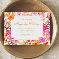 Pink and Orange Watercolor Flowers Bridal Shower