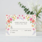 Pink and Orange Wildflower Wedding RSVP Card Karte (Stehend Vorderseite)