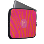 Pink and Orange Zebra Stripes Modern Monogram Laptopschutzhülle (Vorne Rechts)