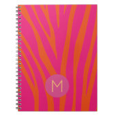 Pink and Orange Zebra Stripes Modern Monogram Notizblock (Vorderseite)