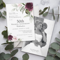 Pink and Plum Botanical Photo 50th Anniversary