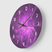 Pink and Purple Abstract Fractal with Circles Große Wanduhr (Winkel)