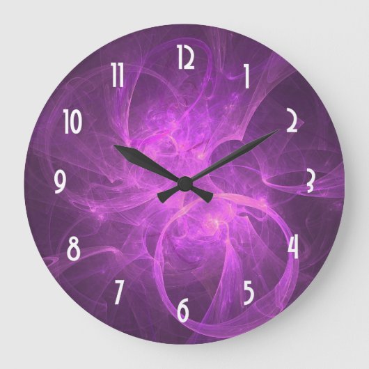 Pink and Purple Abstract Fractal with Circles Große Wanduhr (Vorderseite)