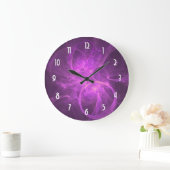 Pink and Purple Abstract Fractal with Circles Große Wanduhr (Zuhause)