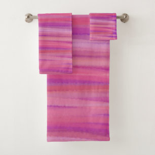 Pink and Purple Brushstrokes  Badhandtuch Set