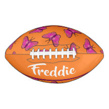 Pink and purple butterflies on orange