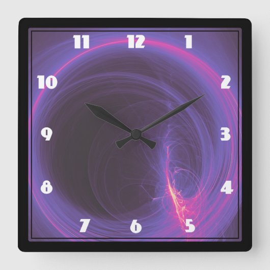 Pink and Purple Circular Abstract Design Quadratische Wanduhr (Vorderseite)