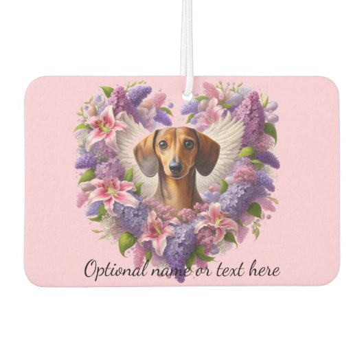 Pink and Purple Dachshund Floral Heart Autolufterfrischer (Vorderseite)