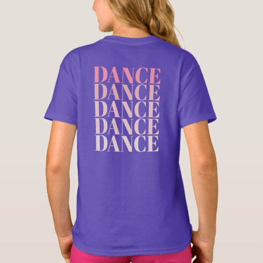 Pink and Purple Dance Dance Dance Slogan  T-Shirt (Rückseite)