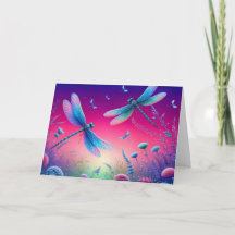 Pink and Purple Dragonfly Birthday Card