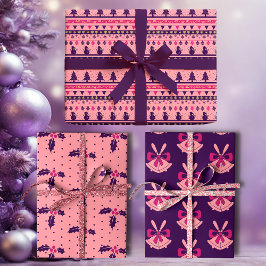 Pink and Purple Festive Holiday Cheer  Geschenkpapier Set