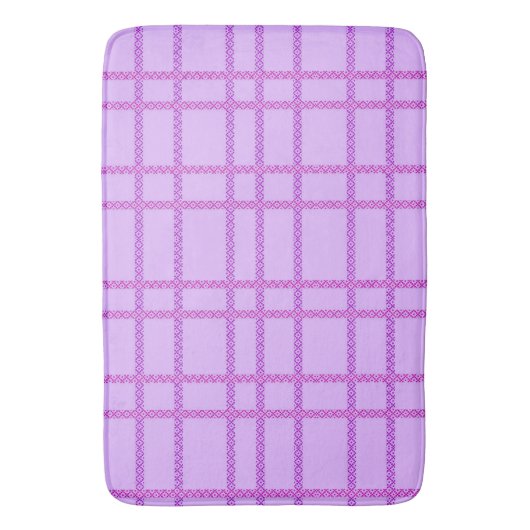 Pink and purple flower checkered pattern badematte (Vorderseite Vertikal)