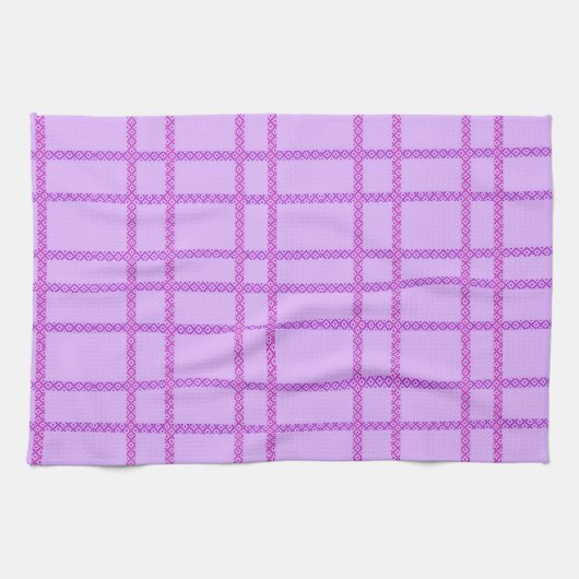 Pink and purple flower checkered pattern geschirrtuch (Horizontal)