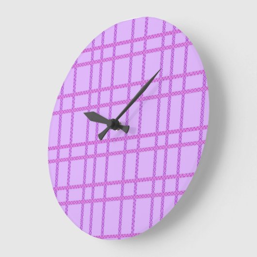 Pink and purple flower checkered pattern große wanduhr (Winkel)