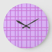 Pink and purple flower checkered pattern große wanduhr (Vorderseite)